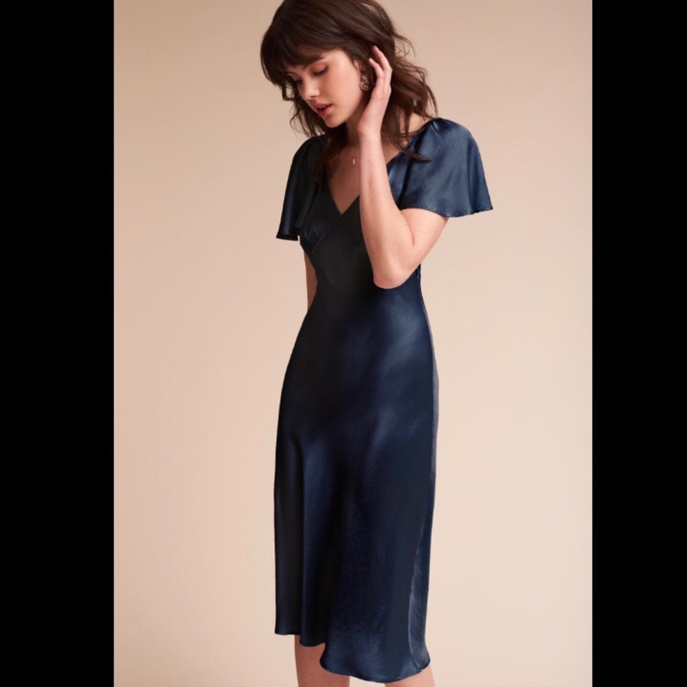 NWOT GHOST LONDON Giselle navy blue dress, fits L